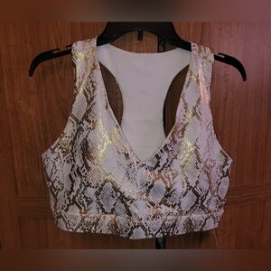 Fabletics On-The-Go Midi Medium Impact Sports Bra NWT XXL Metallic